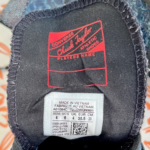 Converse Chuck 70 All Star High Top Blue Canvas Leather Sneakers A01084c - Picture 5 of 11